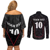Custom New Zealand Rugby Couples Matching Off Shoulder Short Dress and Long Sleeve Button Shirt Maori All Black Championship 2024 and Silver Fern LT03 - Polynesian Pride