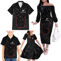 Custom New Zealand Rugby Family Matching Off The Shoulder Long Sleeve Dress and Hawaiian Shirt Maori All Black Championship 2024 and Silver Fern LT03 - Polynesian Pride