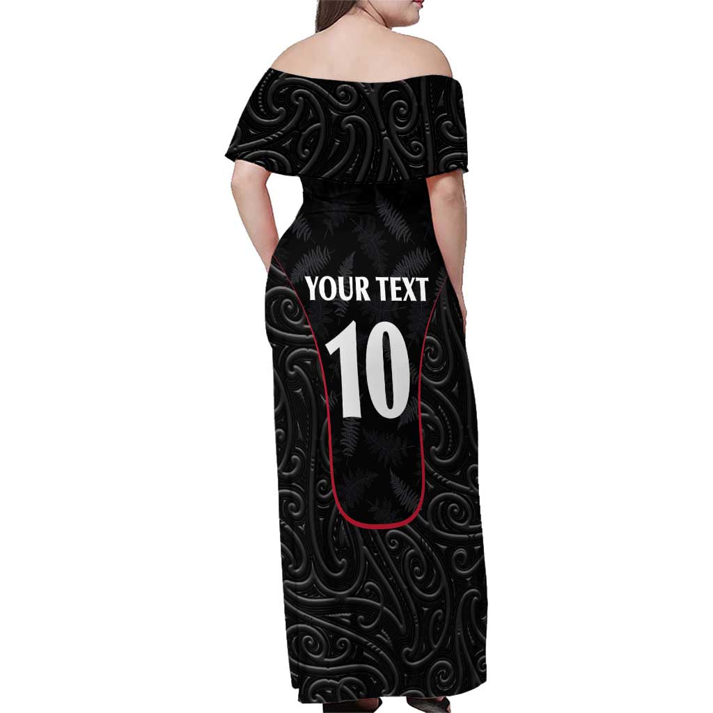 Custom New Zealand Rugby Family Matching Off Shoulder Maxi Dress and Hawaiian Shirt Maori All Black Championship 2024 and Silver Fern LT03 - Polynesian Pride