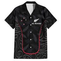 Custom New Zealand Rugby Family Matching Summer Maxi Dress and Hawaiian Shirt Maori All Black Championship 2024 and Silver Fern LT03 Dad's Shirt - Short Sleeve Black - Polynesian Pride