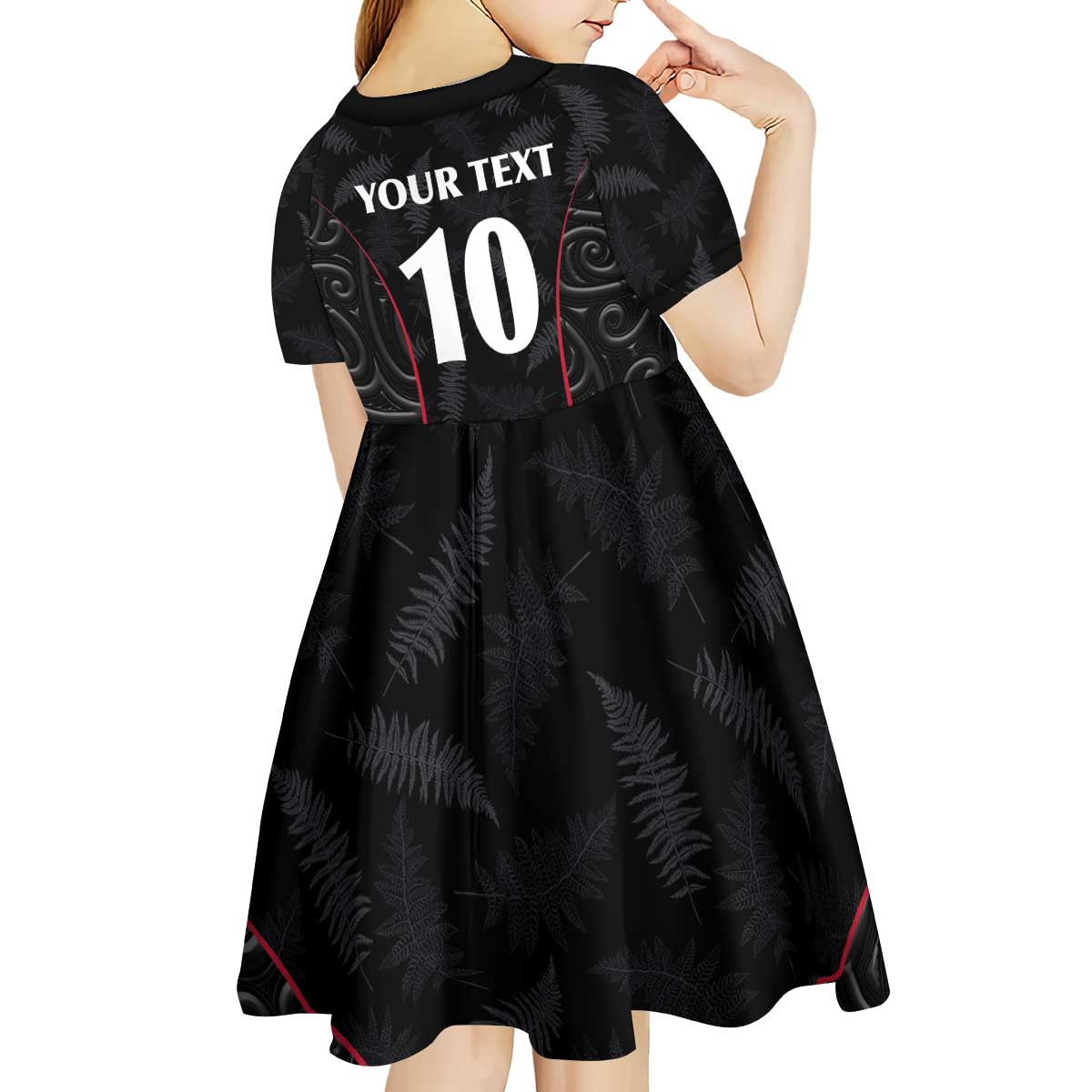 Custom New Zealand Rugby Kid Short Sleeve Dress Maori All Black Championship 2024 and Silver Fern LT03 - Polynesian Pride