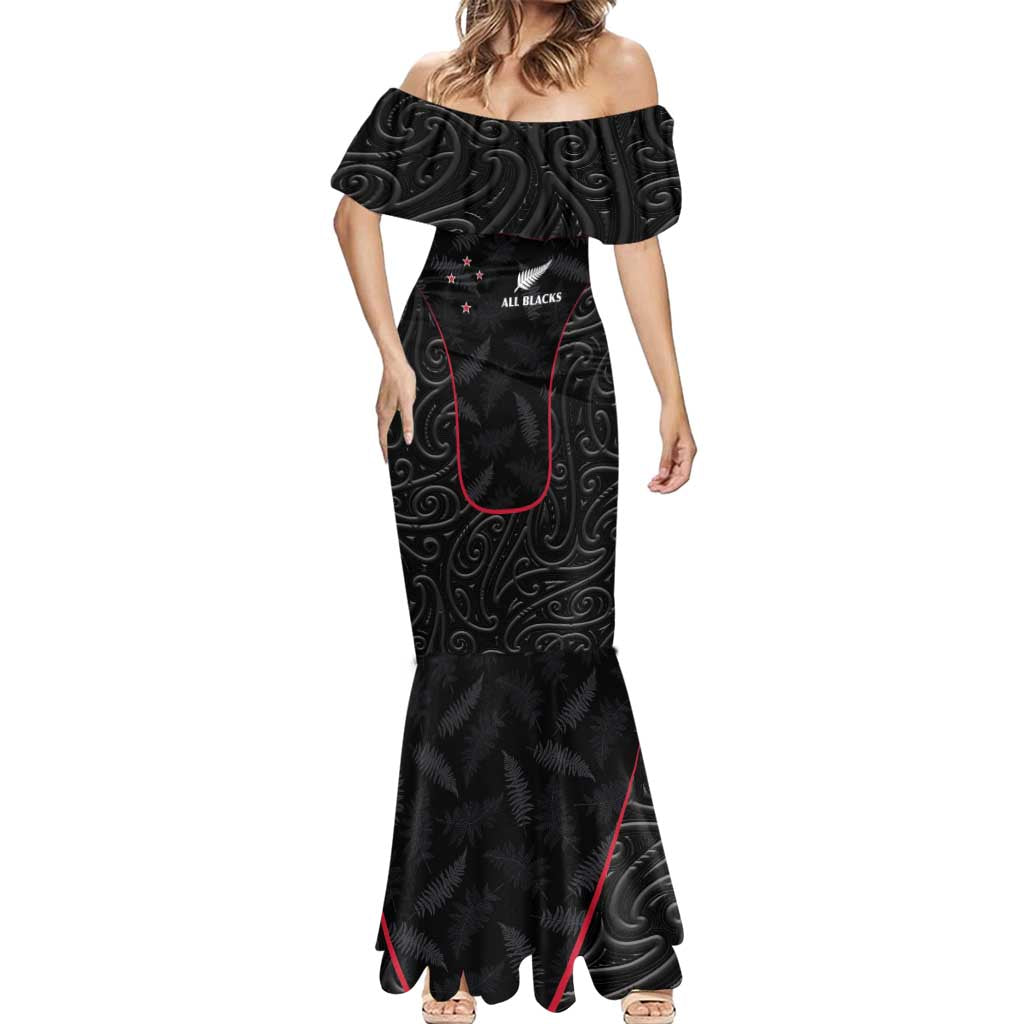Custom New Zealand Rugby Mermaid Dress Maori All Black Championship 2024 and Silver Fern LT03 - Polynesian Pride