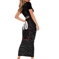 Custom New Zealand Rugby Short Sleeve Bodycon Dress Maori All Black Championship 2024 and Silver Fern LT03 - Polynesian Pride