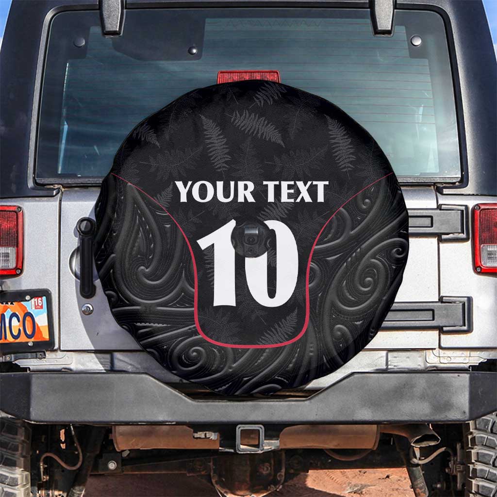Custom New Zealand Rugby Spare Tire Cover Maori All Black Championship 2024 and Silver Fern LT03 Black - Polynesian Pride