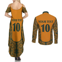 Custom Australia Rugby Championship 2024 Couples Matching Summer Maxi Dress and Long Sleeve Button Shirt Aboriginal Art Tattoo Pattern LT03 - Polynesian Pride