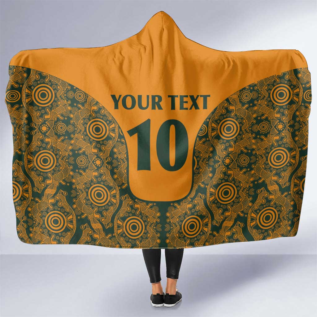 Custom Australia Rugby Championship 2024 Hooded Blanket Aboriginal Art Tattoo Pattern LT03 One Size Yellow - Polynesian Pride