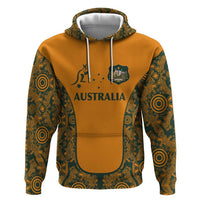 Custom Australia Rugby Championship 2024 Hoodie Aboriginal Art Tattoo Pattern LT03 Pullover Hoodie Yellow - Polynesian Pride