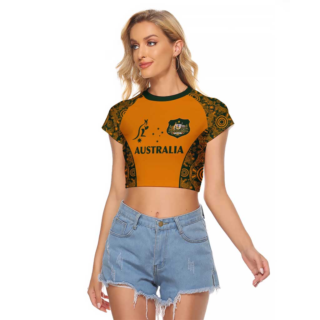 Custom Australia Rugby Championship 2024 Raglan Cropped T Shirt Aboriginal Art Tattoo Pattern