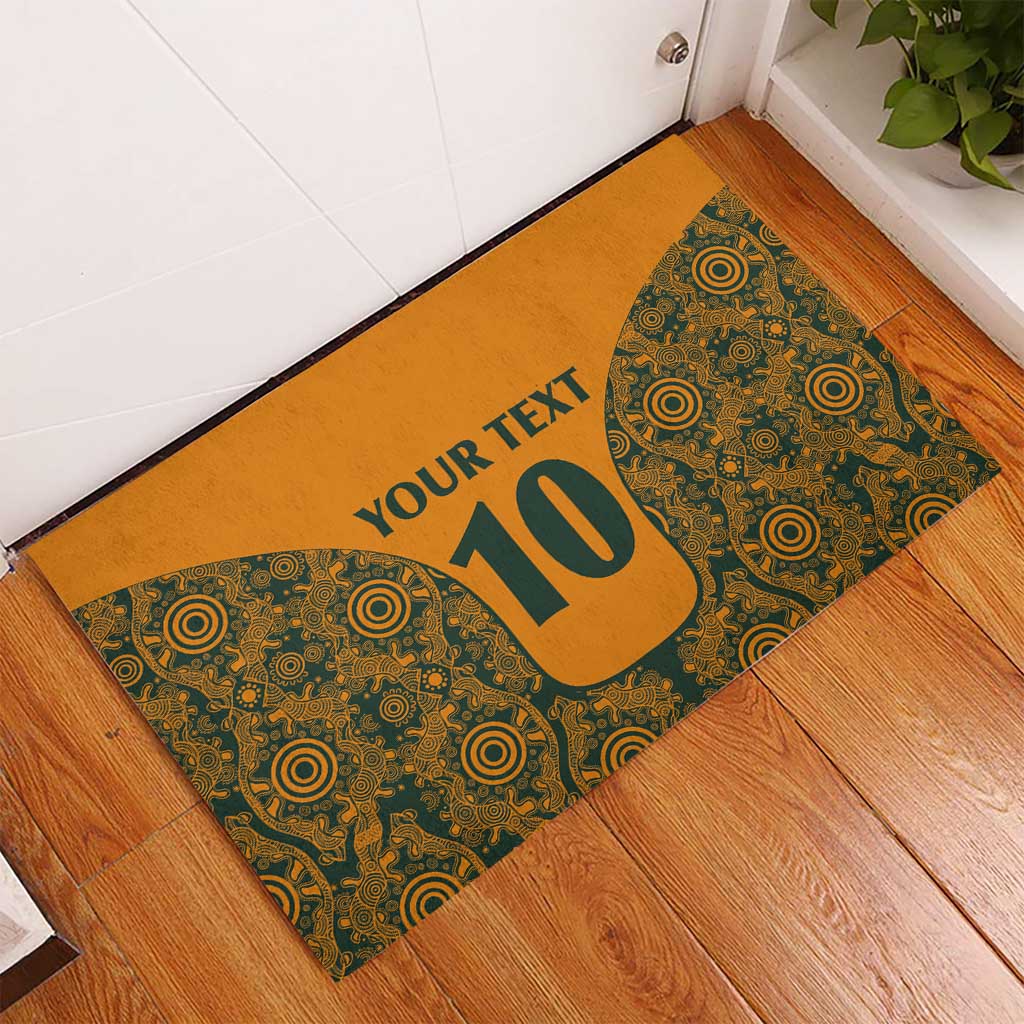 Custom Australia Rugby Championship 2024 Rubber Doormat Aboriginal Art Tattoo Pattern LT03 - Polynesian Pride