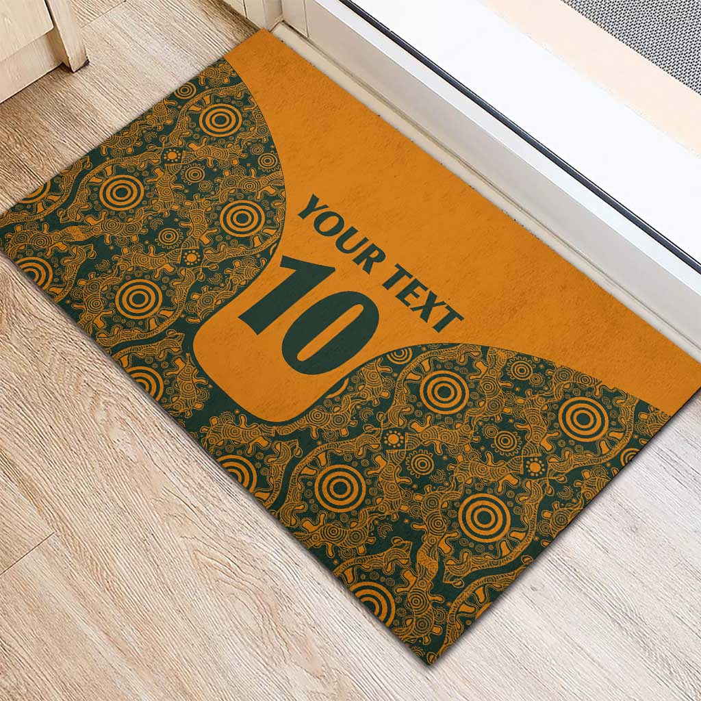 Custom Australia Rugby Championship 2024 Rubber Doormat Aboriginal Art Tattoo Pattern LT03 - Polynesian Pride