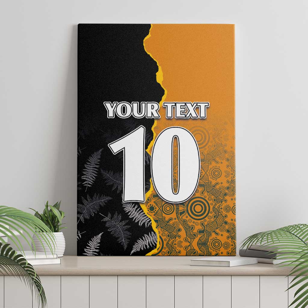 Custom New Zealand and Australia Rugby Championship 2024 Canvas Wall Art Maori Warrior and Kangaroo Mascot with Fern Aboriginal LT03 - Polynesian Pride