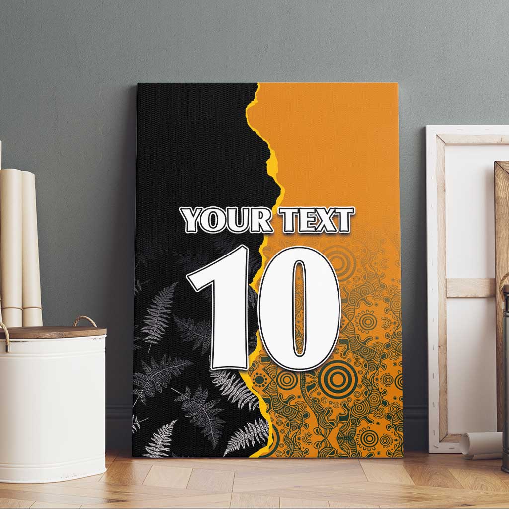 Custom New Zealand and Australia Rugby Championship 2024 Canvas Wall Art Maori Warrior and Kangaroo Mascot with Fern Aboriginal LT03 - Polynesian Pride