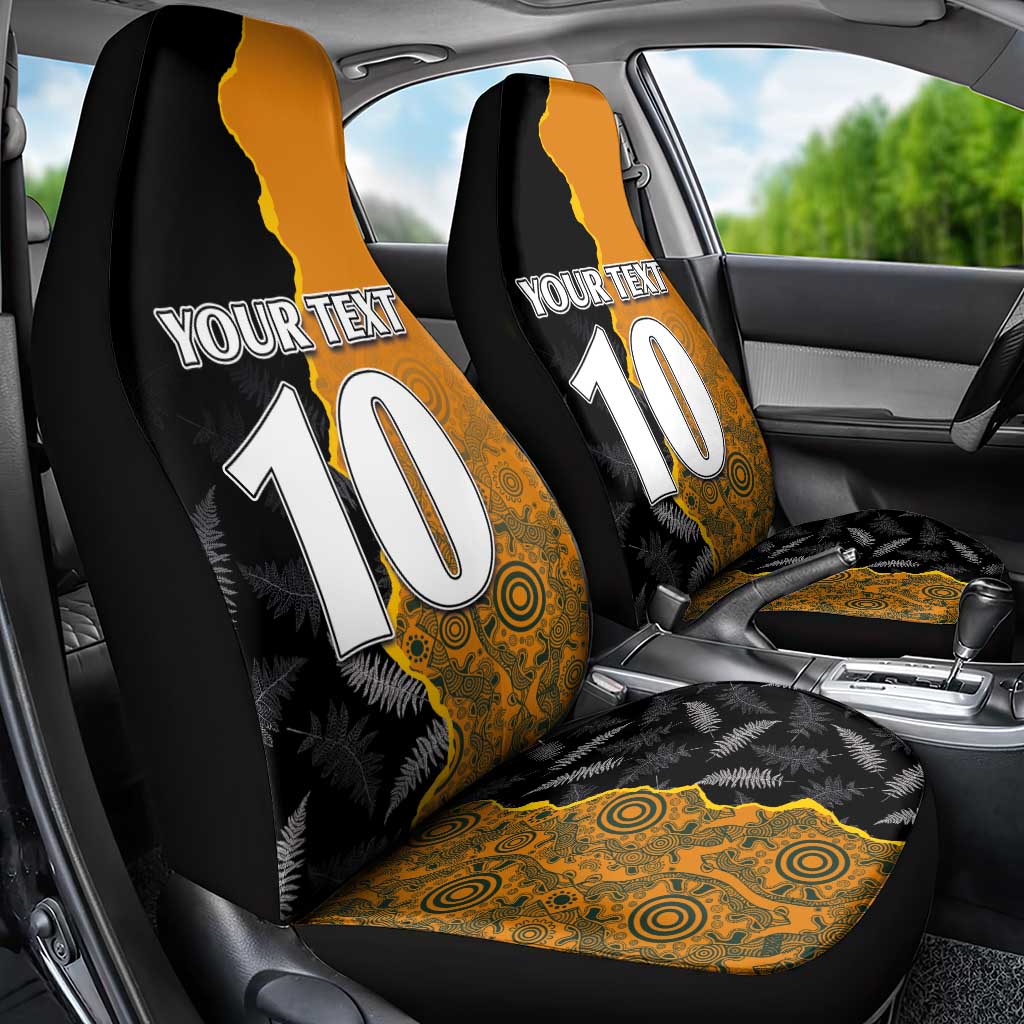 Custom New Zealand and Australia Rugby Championship 2024 Car Seat Cover Maori Warrior and Kangaroo Mascot with Fern Aboriginal LT03 - Polynesian Pride