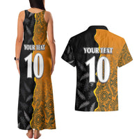 Custom New Zealand and Australia Rugby Championship 2024 Couples Matching Tank Maxi Dress and Hawaiian Shirt Maori Warrior and Kangaroo Mascot with Fern Aboriginal LT03 - Polynesian Pride