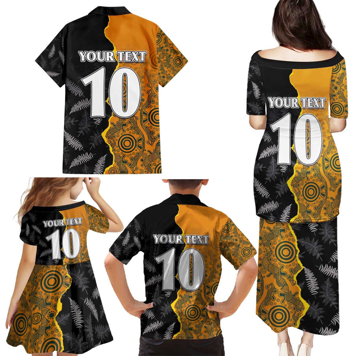 Custom New Zealand and Australia Rugby Championship 2024 Family Matching Puletasi and Hawaiian Shirt Maori Warrior and Kangaroo Mascot with Fern Aboriginal LT03 - Polynesian Pride