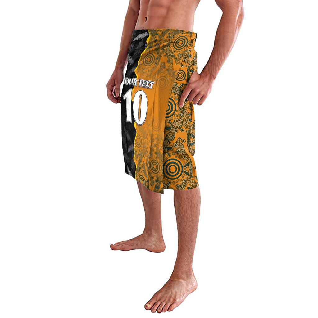 Custom New Zealand and Australia Rugby Championship 2024 Lavalava Maori Warrior and Kangaroo Mascot with Fern Aboriginal LT03 - Polynesian Pride