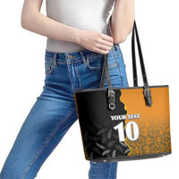 Custom New Zealand and Australia Rugby Championship 2024 Leather Tote Bag Maori Warrior and Kangaroo Mascot with Fern Aboriginal LT03 - Polynesian Pride