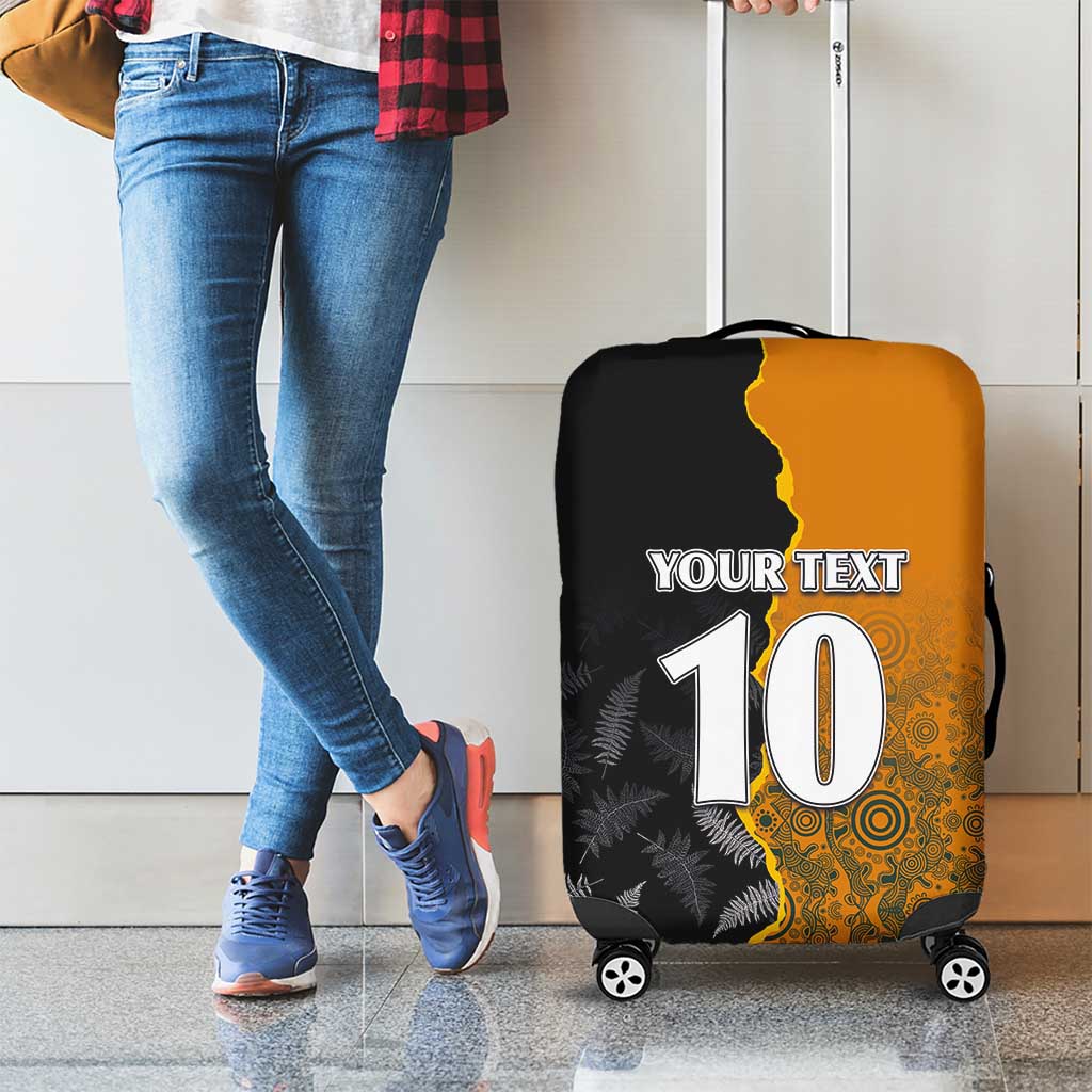 Custom New Zealand and Australia Rugby Championship 2024 Luggage Cover Maori Warrior and Kangaroo Mascot with Fern Aboriginal LT03 - Polynesian Pride