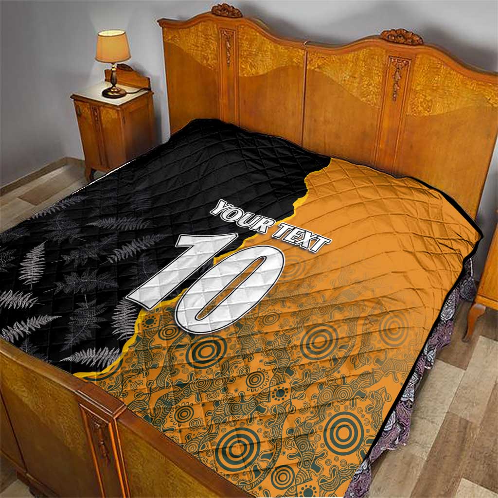 Custom New Zealand and Australia Rugby Championship 2024 Quilt Maori Warrior and Kangaroo Mascot with Fern Aboriginal LT03 - Polynesian Pride