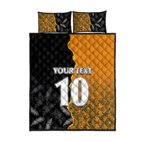 Custom New Zealand and Australia Rugby Championship 2024 Quilt Bed Set Maori Warrior and Kangaroo Mascot with Fern Aboriginal LT03 - Polynesian Pride