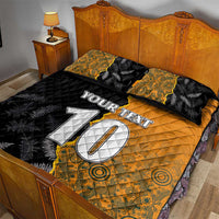 Custom New Zealand and Australia Rugby Championship 2024 Quilt Bed Set Maori Warrior and Kangaroo Mascot with Fern Aboriginal LT03 - Polynesian Pride