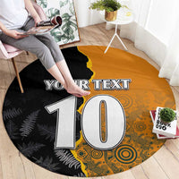 Custom New Zealand and Australia Rugby Championship 2024 Round Carpet Maori Warrior and Kangaroo Mascot with Fern Aboriginal LT03 - Polynesian Pride