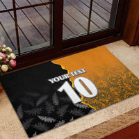 Custom New Zealand and Australia Rugby Championship 2024 Rubber Doormat Maori Warrior and Kangaroo Mascot with Fern Aboriginal LT03 - Polynesian Pride