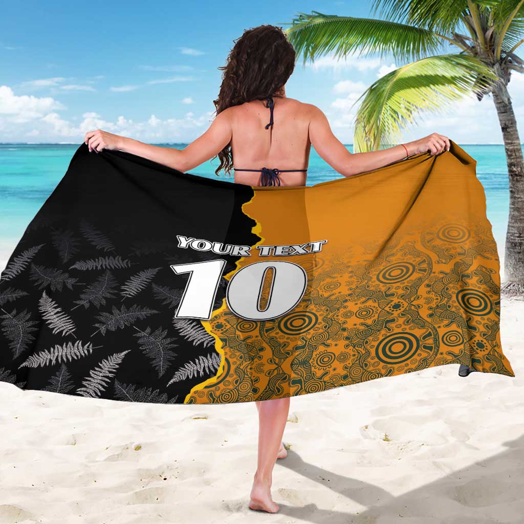 Custom New Zealand and Australia Rugby Championship 2024 Sarong Maori Warrior and Kangaroo Mascot with Fern Aboriginal LT03 - Polynesian Pride