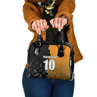 Custom New Zealand and Australia Rugby Championship 2024 Shoulder Handbag Maori Warrior and Kangaroo Mascot with Fern Aboriginal LT03 One Size Black - Polynesian Pride