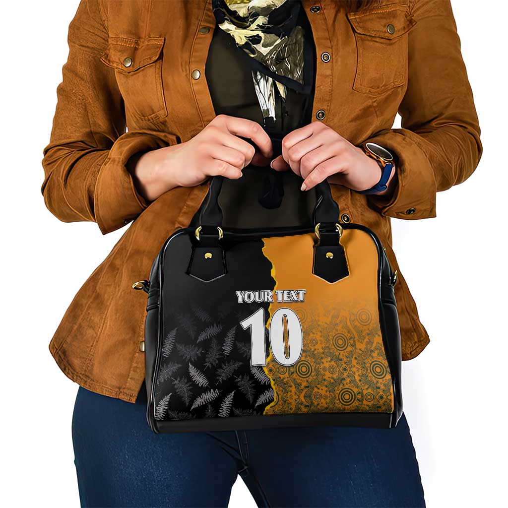 Custom New Zealand and Australia Rugby Championship 2024 Shoulder Handbag Maori Warrior and Kangaroo Mascot with Fern Aboriginal LT03 - Polynesian Pride