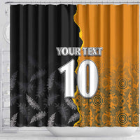 Custom New Zealand and Australia Rugby Championship 2024 Shower Curtain Maori Warrior and Kangaroo Mascot with Fern Aboriginal LT03 - Polynesian Pride