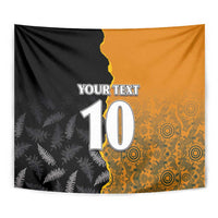 Custom New Zealand and Australia Rugby Championship 2024 Tapestry Maori Warrior and Kangaroo Mascot with Fern Aboriginal LT03 - Polynesian Pride