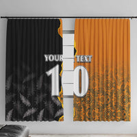 Custom New Zealand and Australia Rugby Championship 2024 Window Curtain Maori Warrior and Kangaroo Mascot with Fern Aboriginal LT03 With Hooks Black - Polynesian Pride