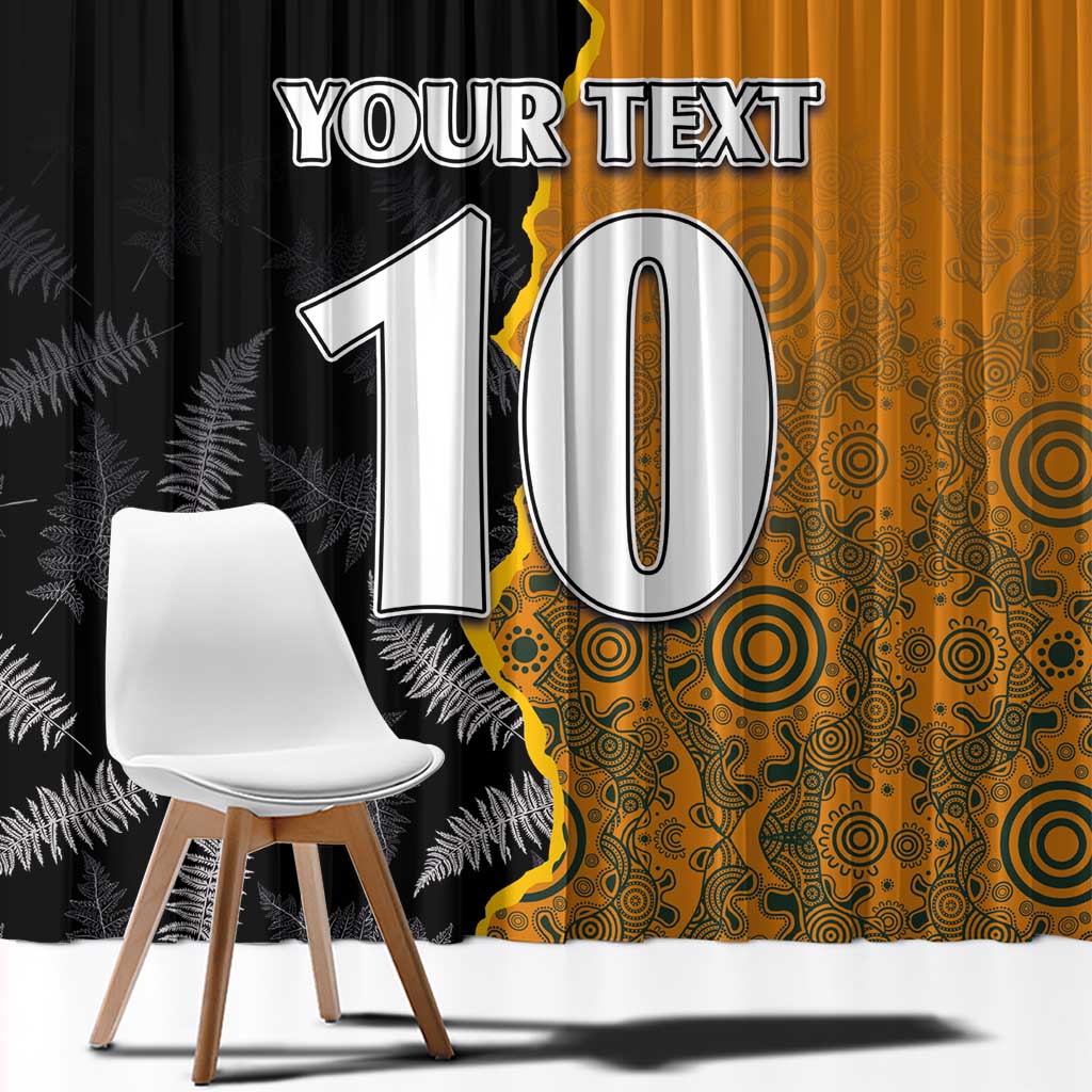 Custom New Zealand and Australia Rugby Championship 2024 Window Curtain Maori Warrior and Kangaroo Mascot with Fern Aboriginal LT03 - Polynesian Pride
