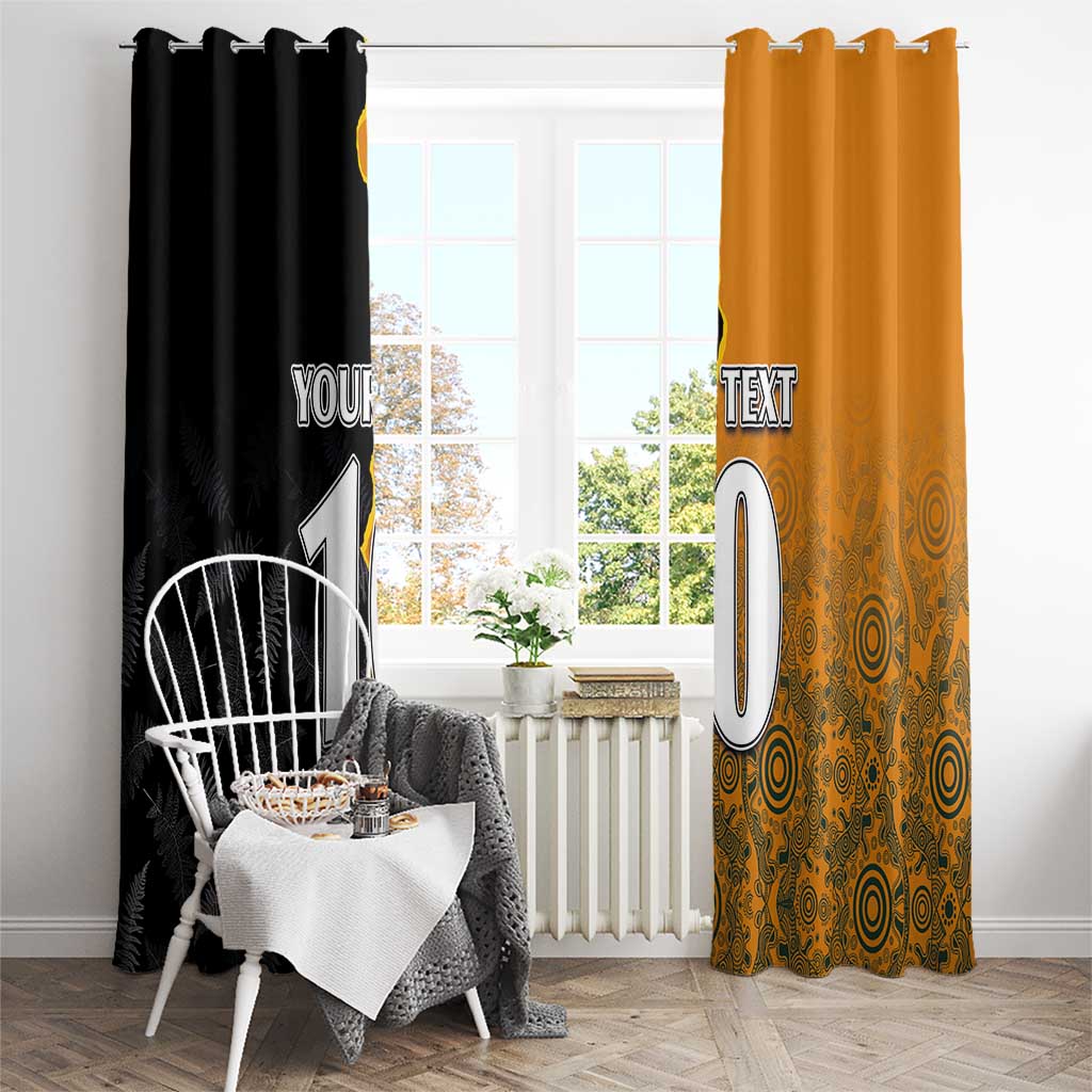 Custom New Zealand and Australia Rugby Championship 2024 Window Curtain Maori Warrior and Kangaroo Mascot with Fern Aboriginal LT03 - Polynesian Pride