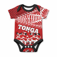 Tonga Rugby Baby Onesie Sipi Tau Dance Ngatu Pattern LT03 Red - Polynesian Pride
