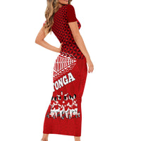 Tonga Rugby Family Matching Short Sleeve Bodycon Dress and Hawaiian Shirt Sipi Tau Dance Ngatu Pattern LT03 - Polynesian Pride