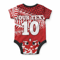 Custom Tonga Rugby Baby Onesie Sipi Tau Dance Ngatu Pattern LT03 - Polynesian Pride