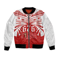 Tonga Rugby Custom Bomber Jacket Sipi Tau - Six Seven Six to the World LT03 Unisex Red - Polynesian Pride