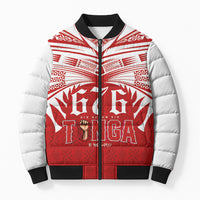 Tonga Rugby Custom Bomber Puffer Jacket Sipi Tau - Six Seven Six to the World LT03 Unisex Red - Polynesian Pride