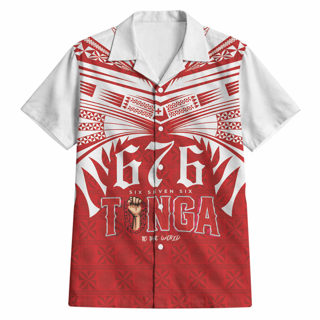 Tonga Rugby Custom Hawaiian Shirt Sipi Tau - Six Seven Six to the World LT03 Red - Polynesian Pride