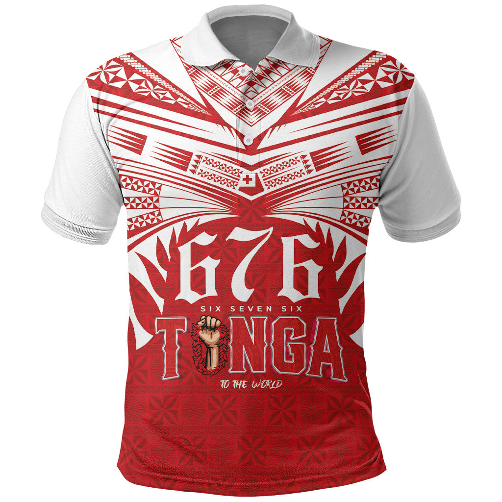 Tonga Rugby Custom Polo Shirt Sipi Tau - Six Seven Six to the World LT03 Red - Polynesian Pride