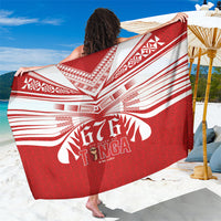 Tonga Rugby Sarong Sipi Tau - Six Seven Six to the World LT03 One Size 44 x 66 inches Red - Polynesian Pride