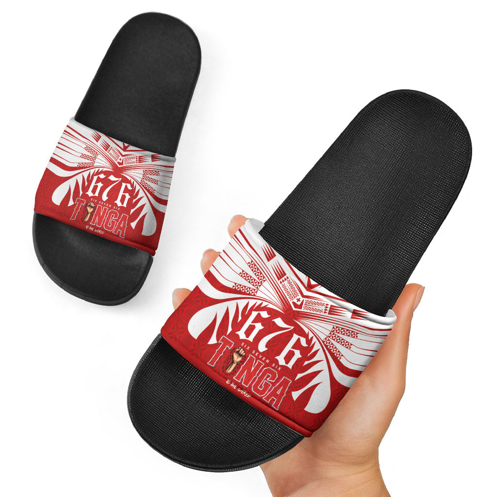 Tonga Rugby Slide Sandals Sipi Tau - Six Seven Six to the World LT03 - Polynesian Pride