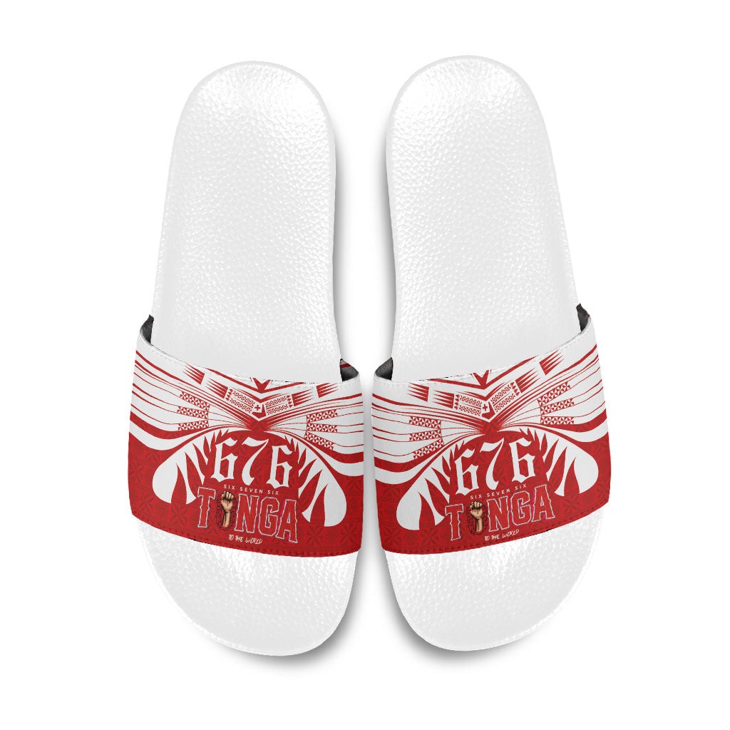 Tonga Rugby Slide Sandals Sipi Tau - Six Seven Six to the World LT03 Red - Polynesian Pride