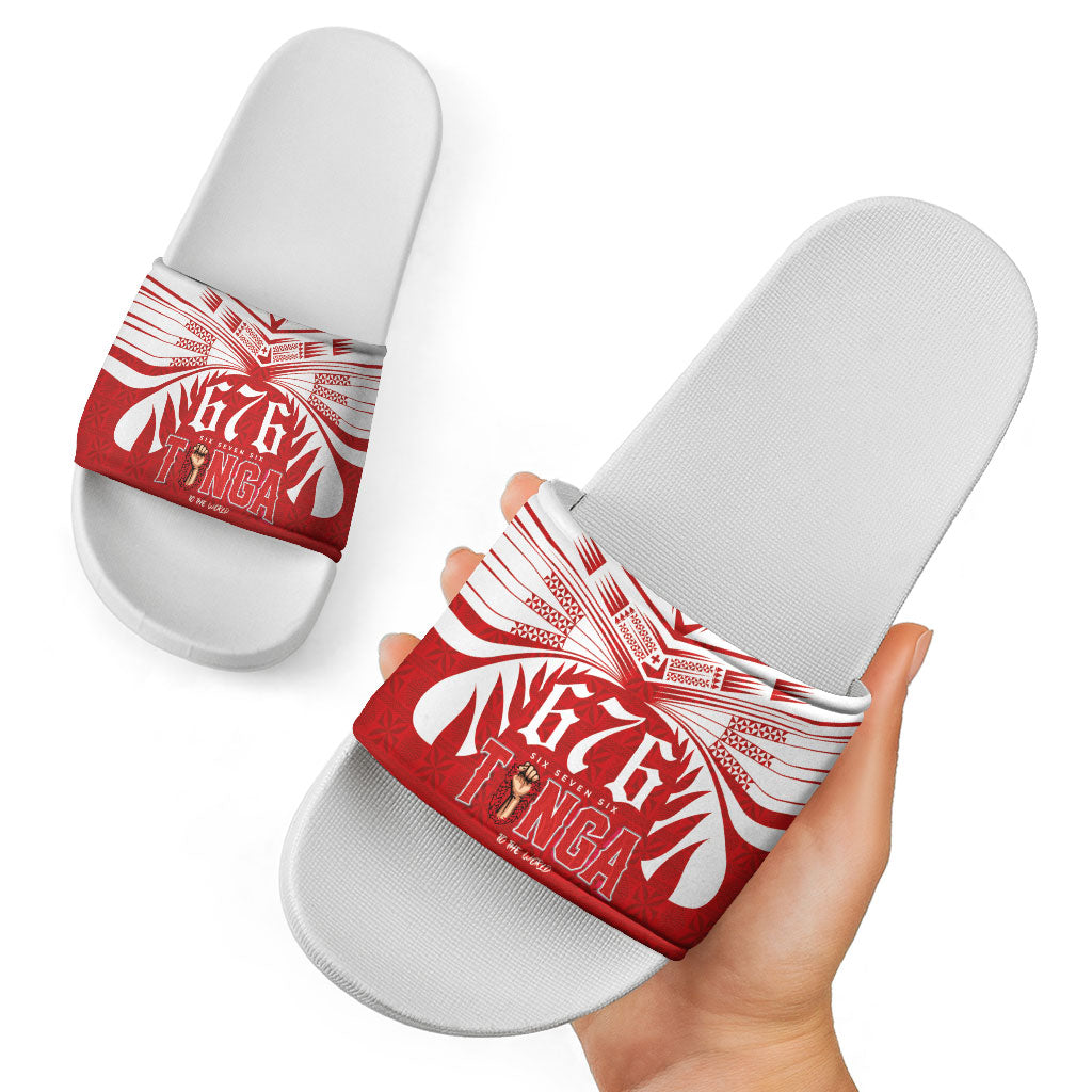 Tonga Rugby Slide Sandals Sipi Tau - Six Seven Six to the World LT03 - Polynesian Pride