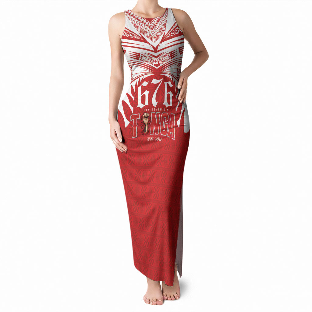 Tonga Rugby Custom Tank Maxi Dress Sipi Tau - Six Seven Six to the World LT03 Women Red - Polynesian Pride