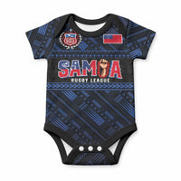 Toa Samoa Rugby Baby Onesie Siva Tau - Samoan Warriors Pacific Pattern LT03 Navy - Polynesian Pride