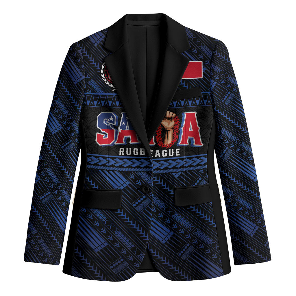 Toa Samoa Rugby Blazer Siva Tau - Samoan Warriors Pacific Pattern LT03 Unisex Navy - Polynesian Pride