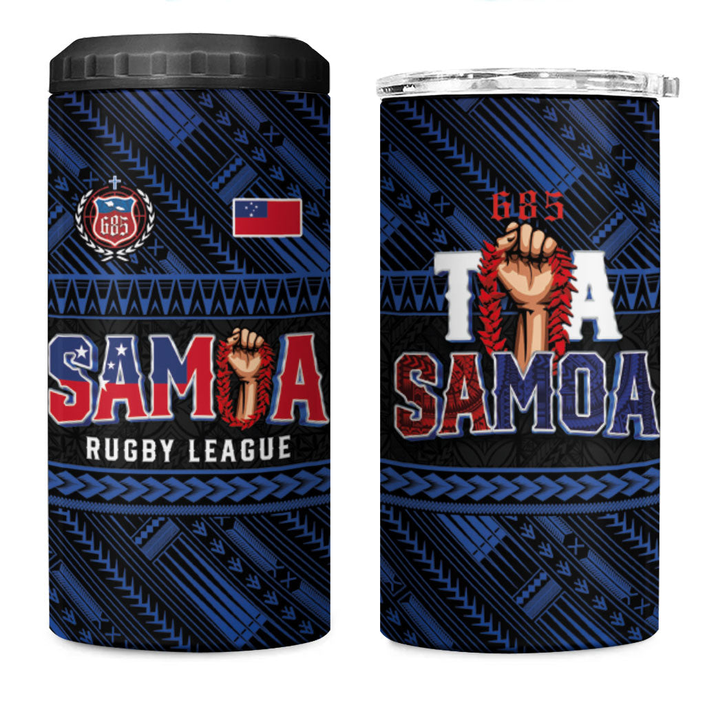Toa Samoa Rugby 4 in 1 Can Cooler Tumbler Siva Tau - Samoan Warriors Pacific Pattern LT03 One Size: 16 oz Navy - Polynesian Pride